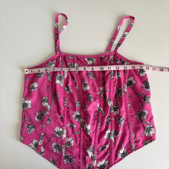 Torrid Challis Floral Print Gin Fizz Pink Corset Crop Top Women’s Plus Size 12 - Picture 2 of 7